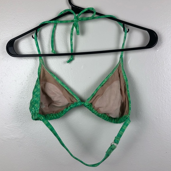 Sparkly Green Gingham Bikini Top - Picture 4 of 6